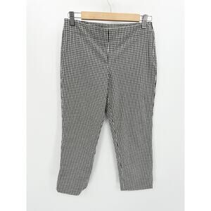 DKNY Pants 8 Black White Plaid Textured Cotton Side Zip Career Office Ankle Crop
